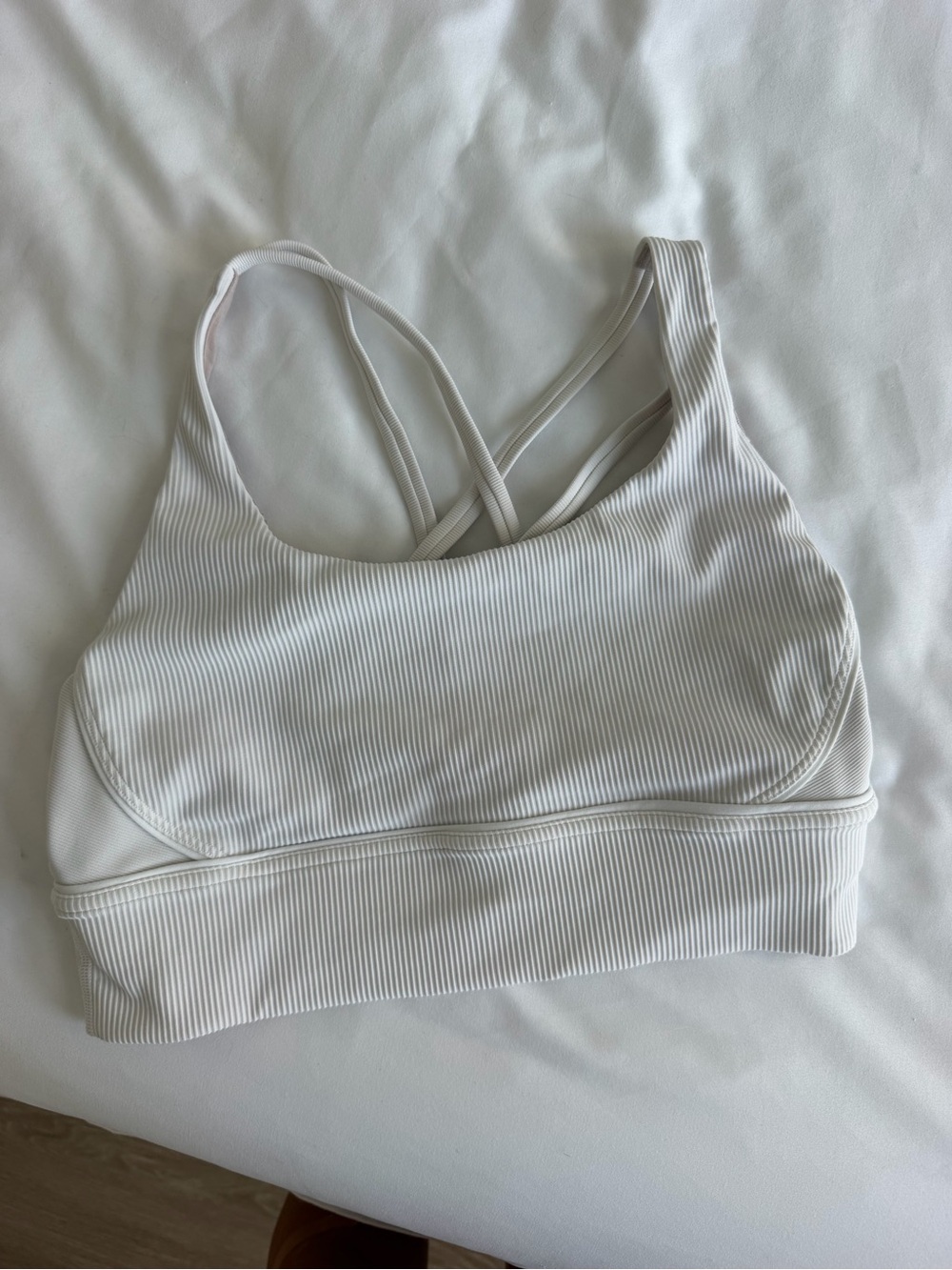 lululemon athletica White Ribbed Long Line Energy Strappy Sports Bra